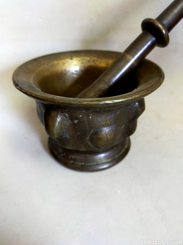 Antig&uuml;edades: ALMIREZ O MORTERO DE BRONCE, CON COSTILLAS. - Foto 2