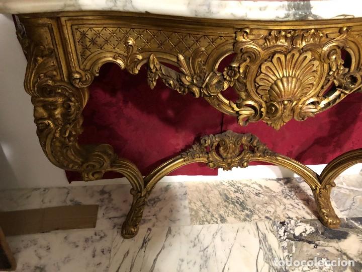 Antig&uuml;edades: MAGNIFICA CONSOLA EN ORO Y MARMOL - Foto 9