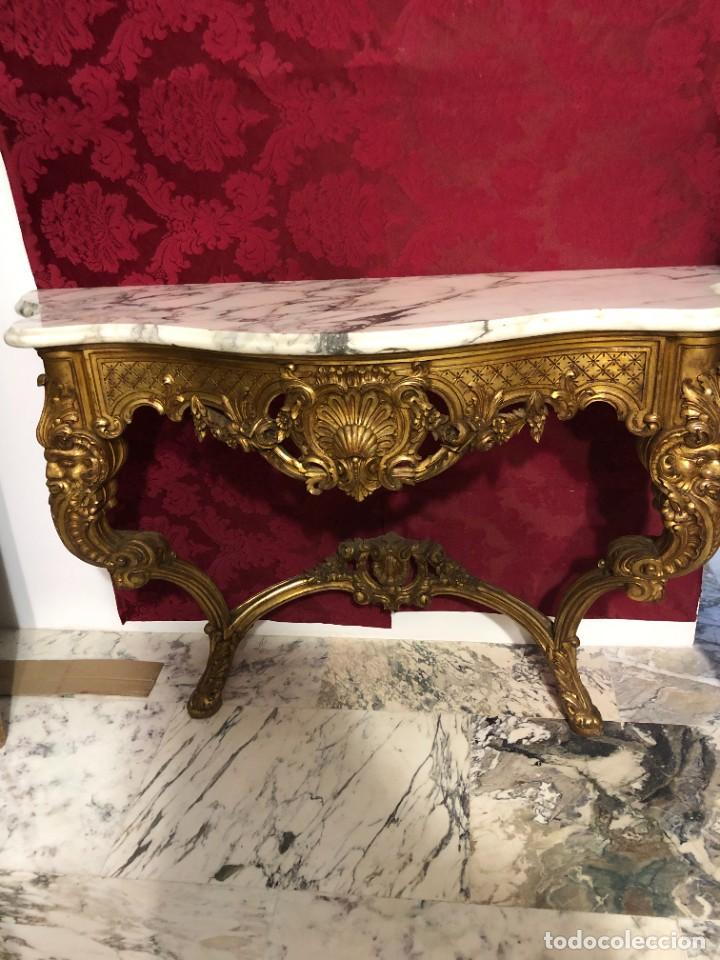 Antig&uuml;edades: MAGNIFICA CONSOLA EN ORO Y MARMOL - Foto 6