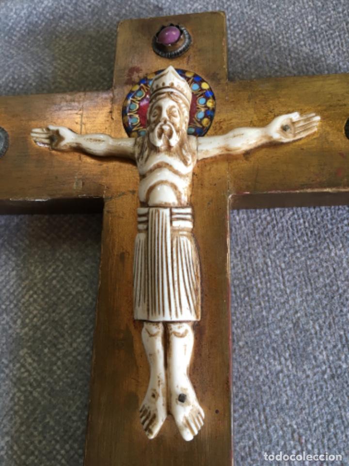Antig&uuml;edades: Crucifijo con Cristo de marfil - Foto 6