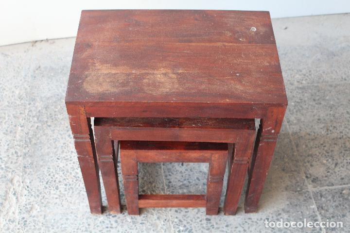 Antig&uuml;edades: set 3 mesas de madera maciza - Foto 8