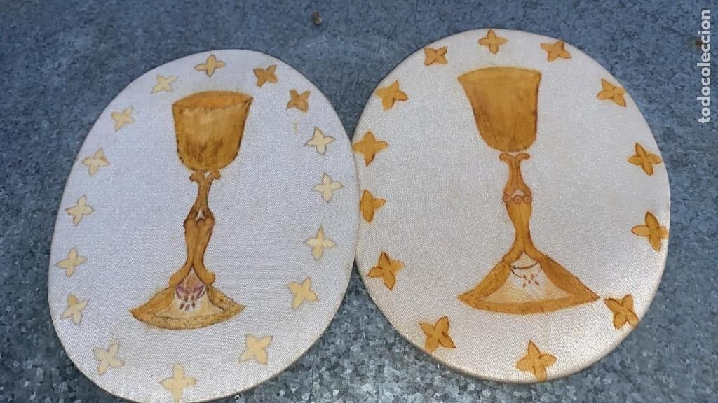 Antiguidades: CALIZ O PORTACALICES ANTIGUOS PINTADOS EN SEDA 14 CMS. DE ALTO X 10 DIAMETRO