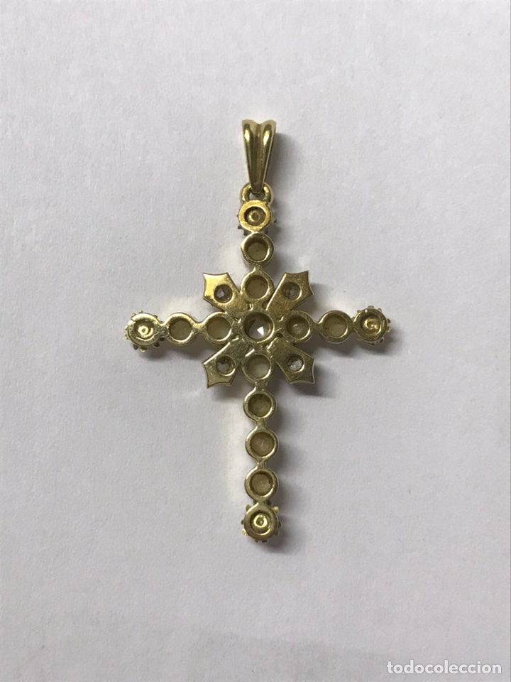 Antigüedades: Antiguo colgante de cruz, en oro de 18 kts, perlas y diamantes - Foto 3 - 206158832