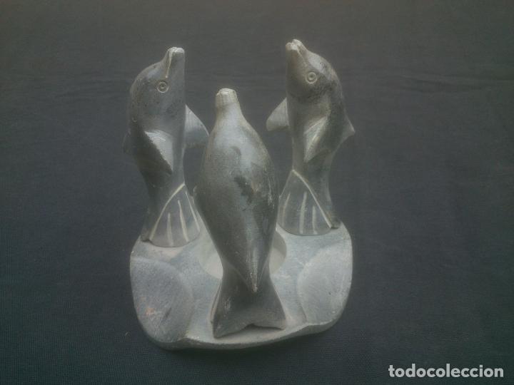 Antig&uuml;edades: VELERO CON DELFINES EN PIEDRA MARMOLEA - Foto 3