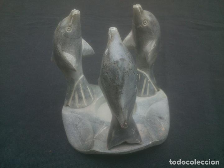 Antig&uuml;edades: VELERO CON DELFINES EN PIEDRA MARMOLEA - Foto 4