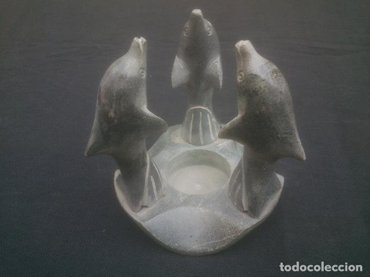 Antig&uuml;edades: VELERO CON DELFINES EN PIEDRA MARMOLEA - Foto 1