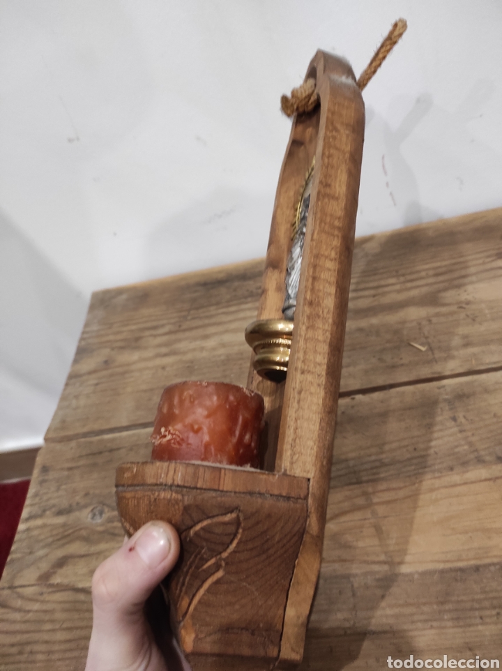 Antig&uuml;edades: Benditera con virgen y vela, 36cm - Foto 4