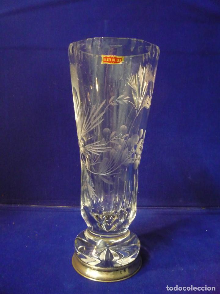 Antig&uuml;edades: JARRON CRISTAL CON BASE DE PLATA - Foto 1