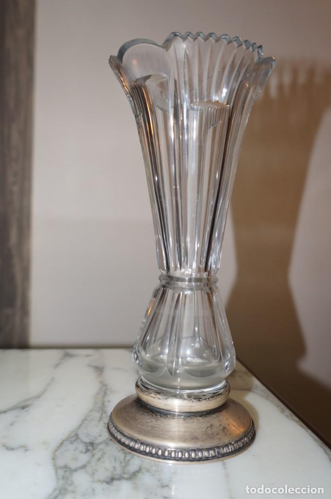 Antig&uuml;edades: Jarr&oacute;n de cristal base plata de ley - Foto 1