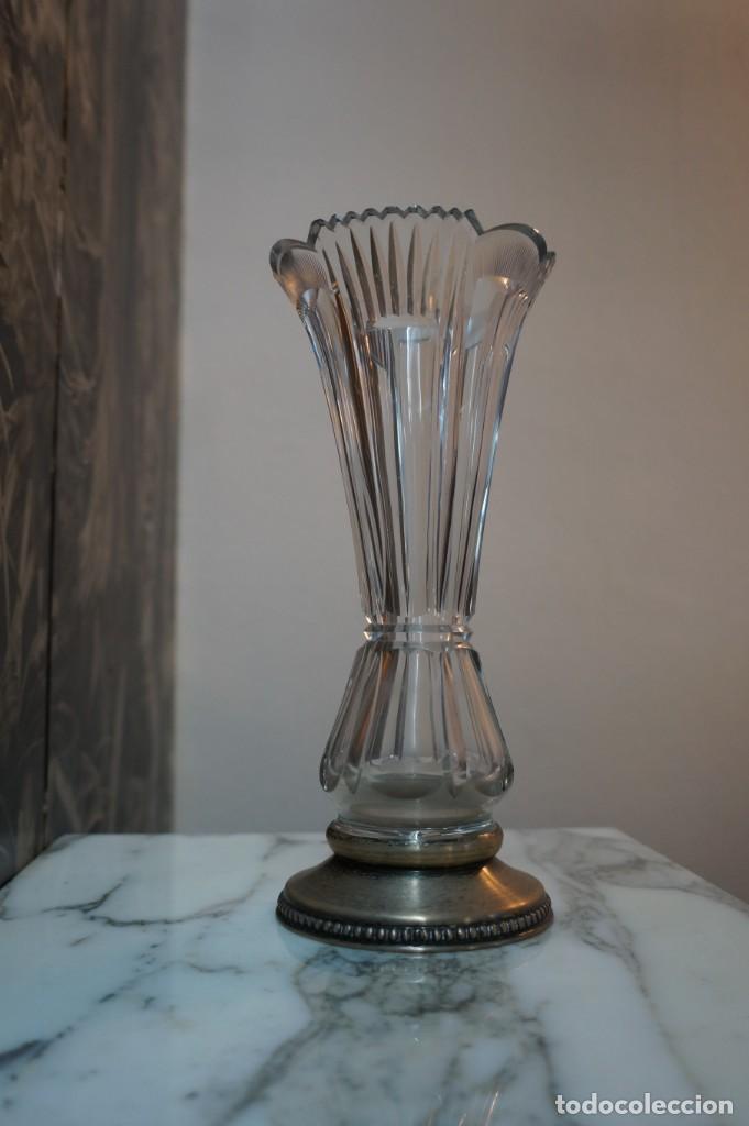 Antig&uuml;edades: Jarr&oacute;n de cristal base plata de ley - Foto 2