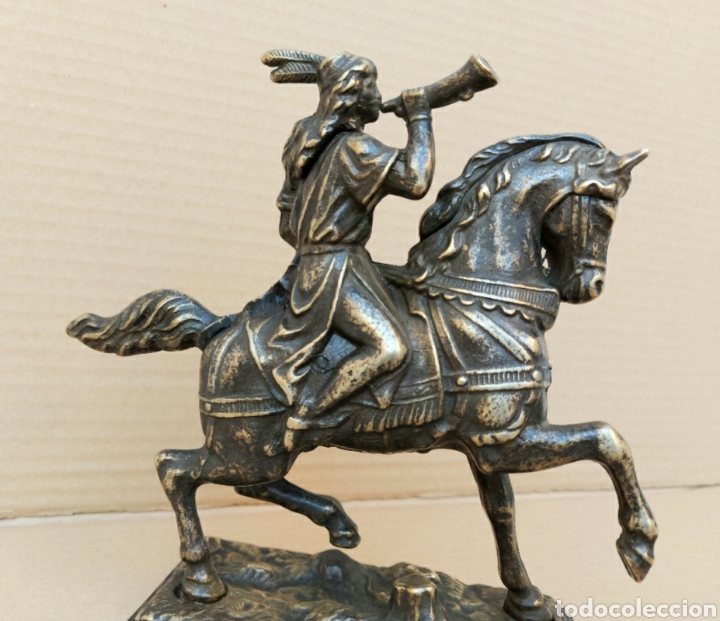 Antig&uuml;edades: FIGURA DE BRONCE CON CARTERO DE LA &Eacute;POCA A CABALLO - Foto 6