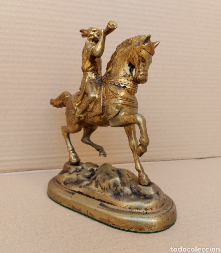 Antig&uuml;edades: FIGURA DE BRONCE CON CARTERO DE LA &Eacute;POCA A CABALLO - Foto 3
