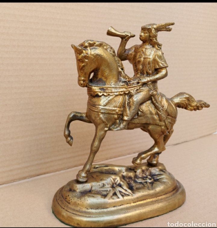 Antig&uuml;edades: FIGURA DE BRONCE CON CARTERO DE LA &Eacute;POCA A CABALLO - Foto 5