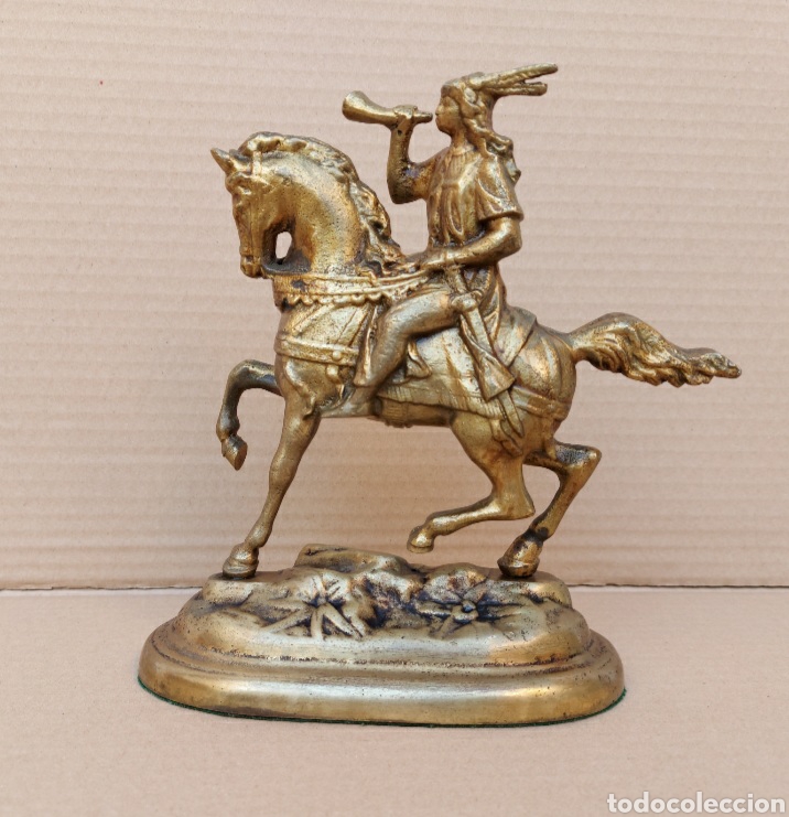 Antig&uuml;edades: FIGURA DE BRONCE CON CARTERO DE LA &Eacute;POCA A CABALLO - Foto 6