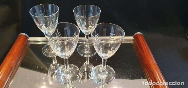 Antiquit&auml;ten: 4 copas vino blanco cortadas a mano