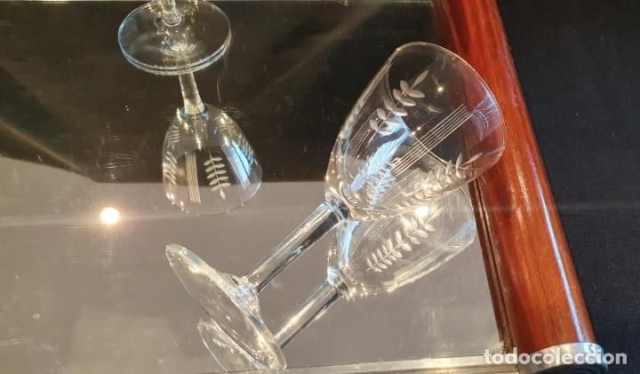 Antig&uuml;edades: 4 copas vino blanco cortadas a mano - Foto 3