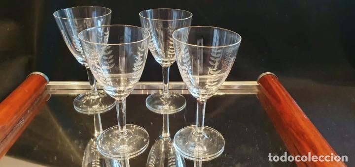 Antig&uuml;edades: 4 copas vino blanco cortadas a mano - Foto 5