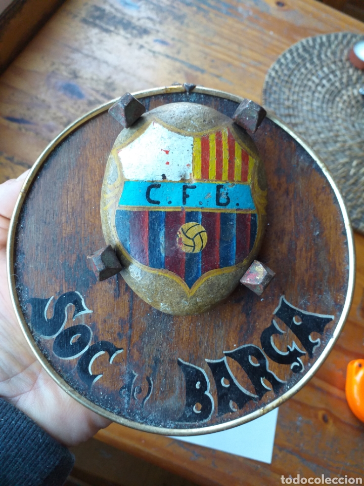 Antig&uuml;edades: BONITO ADORNO ESCUDO PINTADO DEL BARCELONA,SOC DEL BAR&Ccedil;A