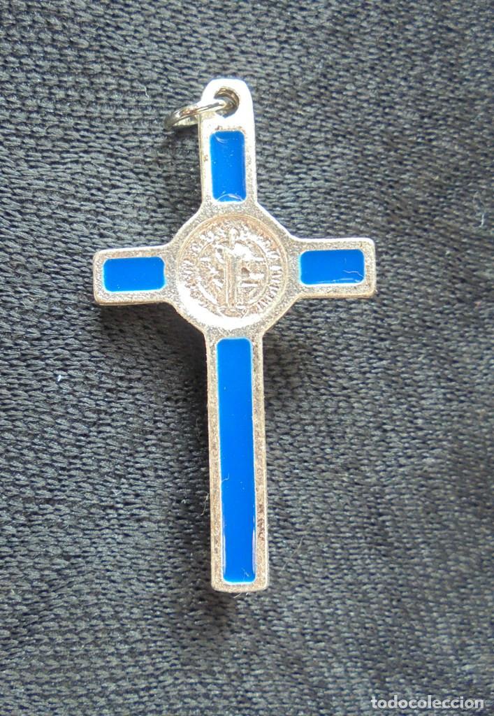 Antig&uuml;edades: Crucifijo esmaltado azul - Foto 2