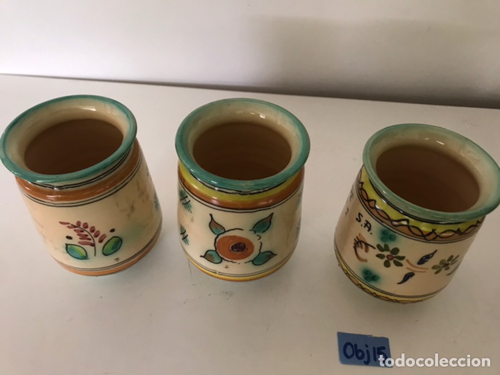 Antig&uuml;edades: JUEGO DE VASOS ARTESANALES - Foto 3