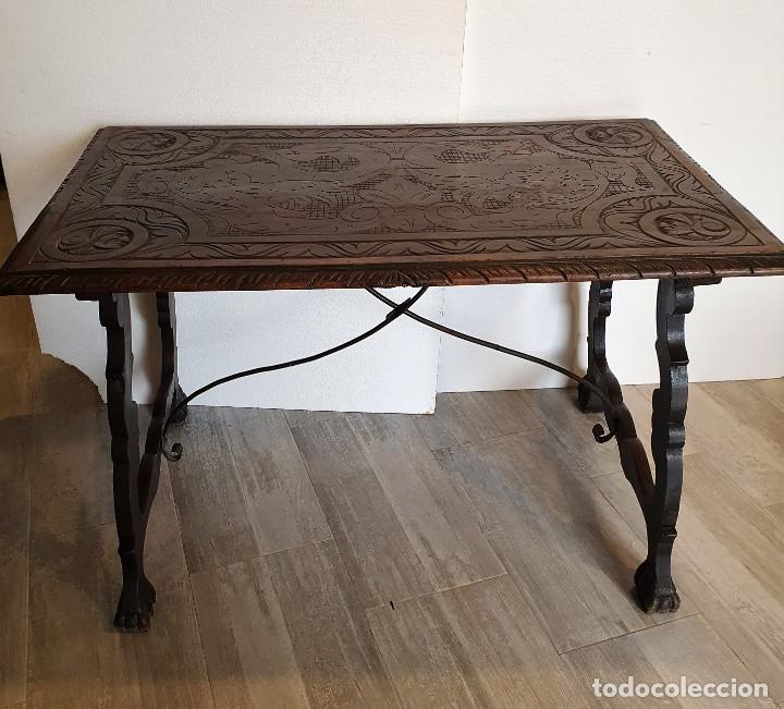 Antig&uuml;edades: ANTIGUA MESA DE ESTILO ESPA&Ntilde;OL CON FORJA - Foto 1