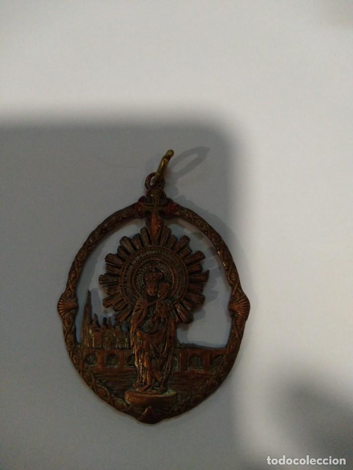 Antig&uuml;edades: Medalla del Pilar, cobre.REF- 4679 - Foto 3