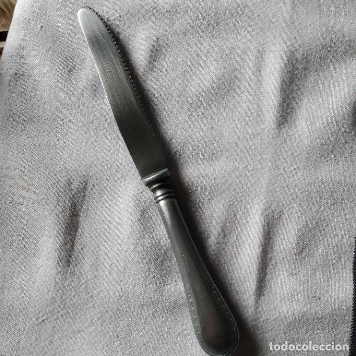 Antig&uuml;edades: Antiguo cuchillo mesa,mango aluminio. ASHA inoxidable - Foto 1