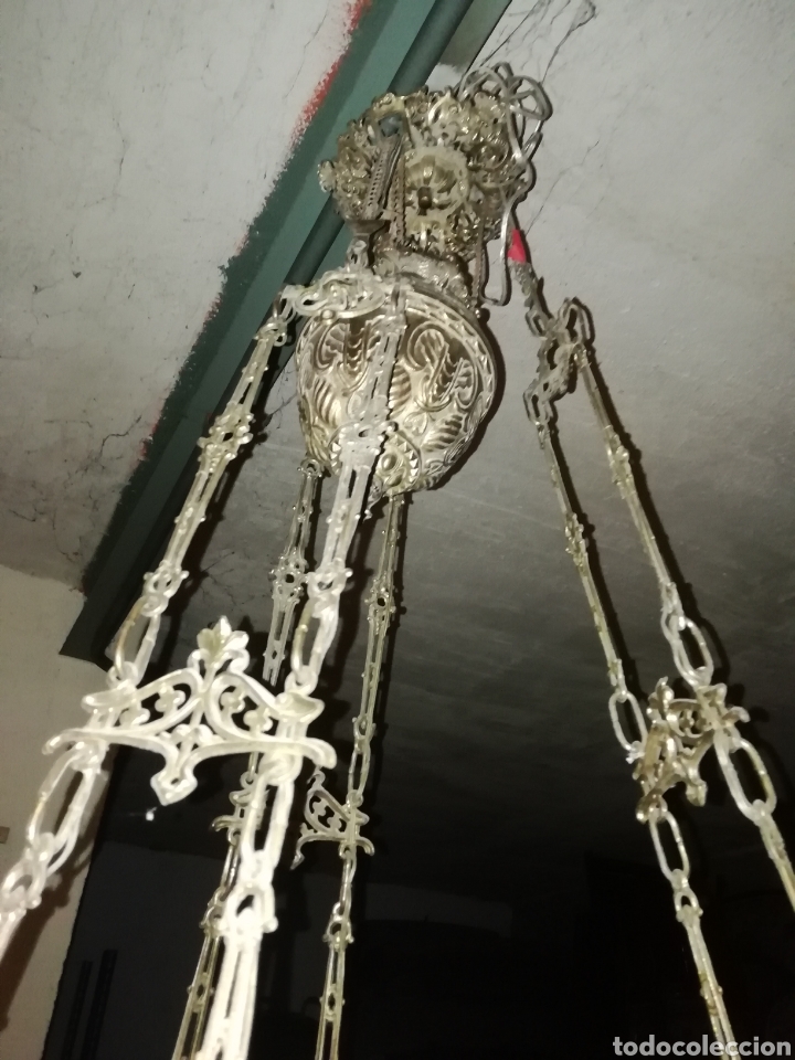 Antig&uuml;edades: QUINQUE DE BRONCE Y OPALINA S XIX - Foto 4