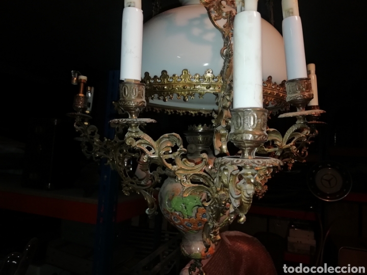 Antig&uuml;edades: QUINQUE DE BRONCE Y OPALINA S XIX - Foto 5