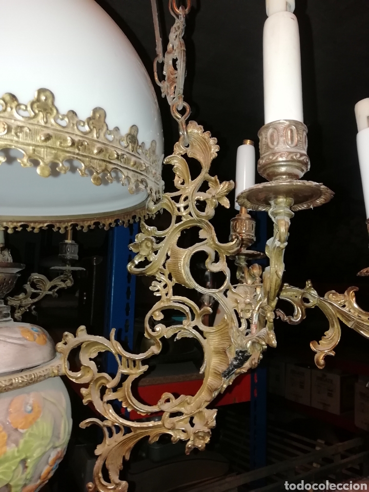 Antig&uuml;edades: QUINQUE DE BRONCE Y OPALINA S XIX - Foto 6