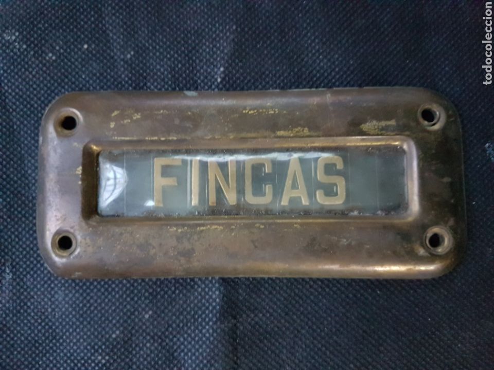 Antiques: Antigua placa lat&oacute;n y celuloide Fincas
