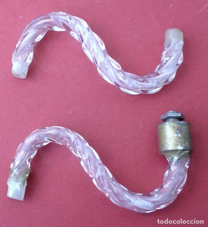 Antig&uuml;edades: 2 brazos cristal l&aacute;mpara - Foto 1