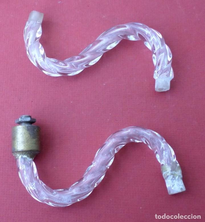 Antig&uuml;edades: 2 brazos cristal l&aacute;mpara - Foto 2