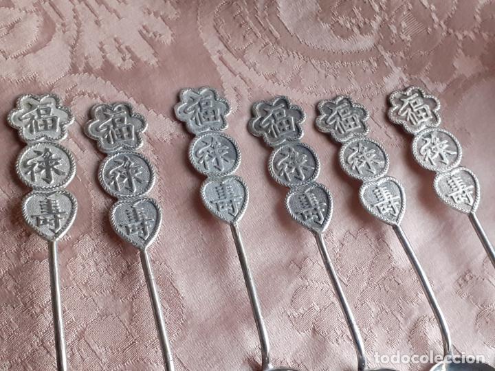 Antig&uuml;edades: 6 cucharitas de China en plata - Foto 5