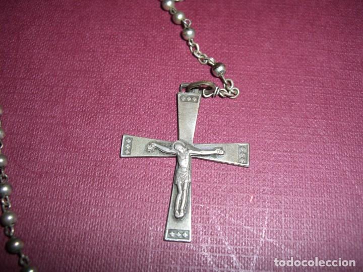 Antig&uuml;edades: ROSARIO EN METAL PLATEADO - Foto 2