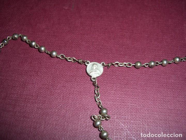 Antig&uuml;edades: ROSARIO EN METAL PLATEADO - Foto 3