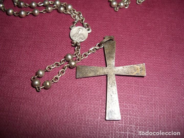 Antig&uuml;edades: ROSARIO EN METAL PLATEADO - Foto 4