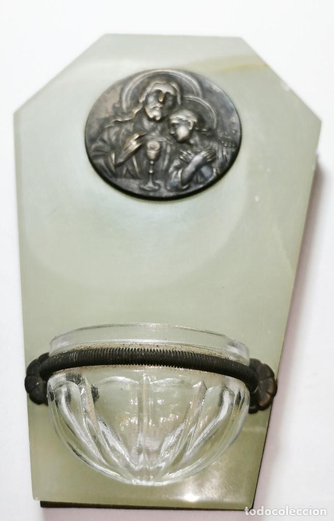 Antig&uuml;edades: BENDITERA CON MEDALLA DE BRONCE Y CRISTAL. - Foto 4