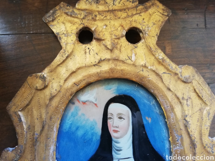 Antig&uuml;edades: Cornocopia cristal pintado Santa Teresa - Foto 4
