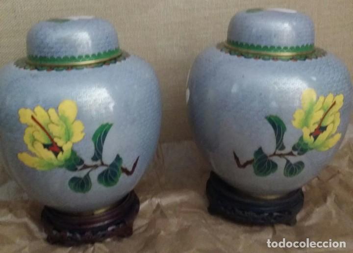 Antig&uuml;edades: JARRONES DE ESMALTE CLOISONNE MED. S. XX - Foto 2