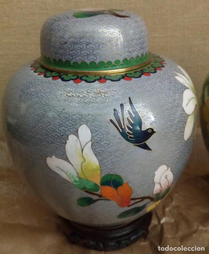 Antig&uuml;edades: JARRONES DE ESMALTE CLOISONNE MED. S. XX - Foto 10