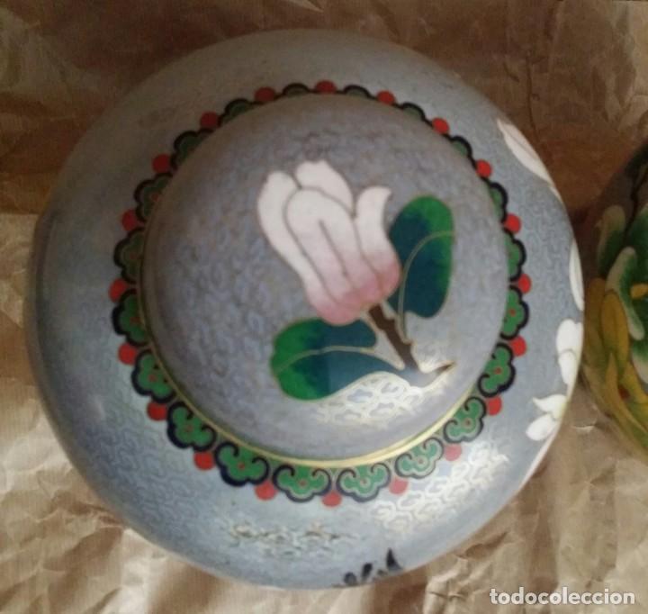 Antig&uuml;edades: JARRONES DE ESMALTE CLOISONNE MED. S. XX - Foto 12