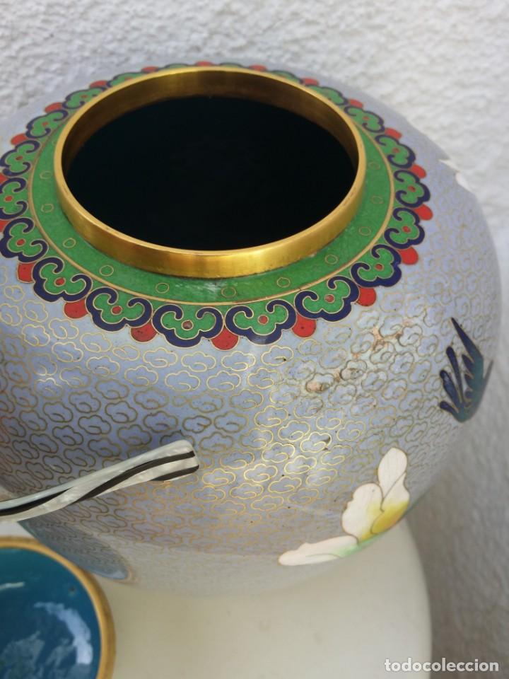 Antig&uuml;edades: JARRONES DE ESMALTE CLOISONNE MED. S. XX - Foto 14