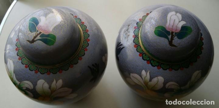 Antig&uuml;edades: JARRONES DE ESMALTE CLOISONNE MED. S. XX - Foto 18