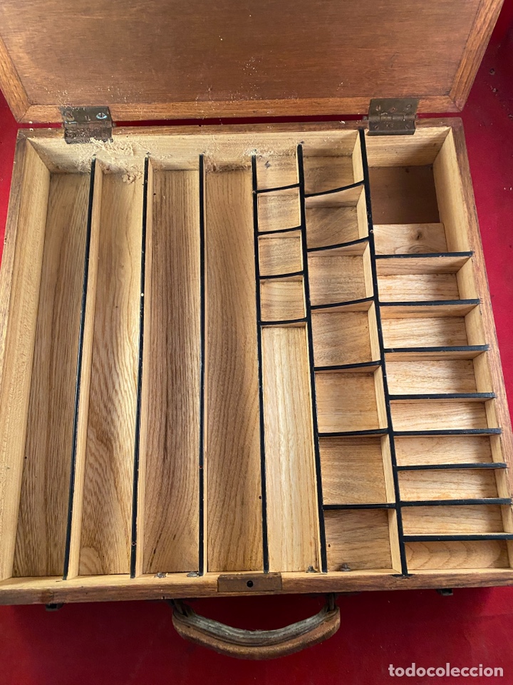 Antig&uuml;edades: Malet&iacute;n caja madera con varios compartimentos - Foto 3