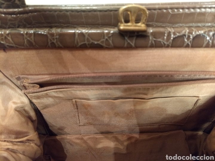 Antig&uuml;edades: Bolso vintage gris&aacute;ceo - Foto 9