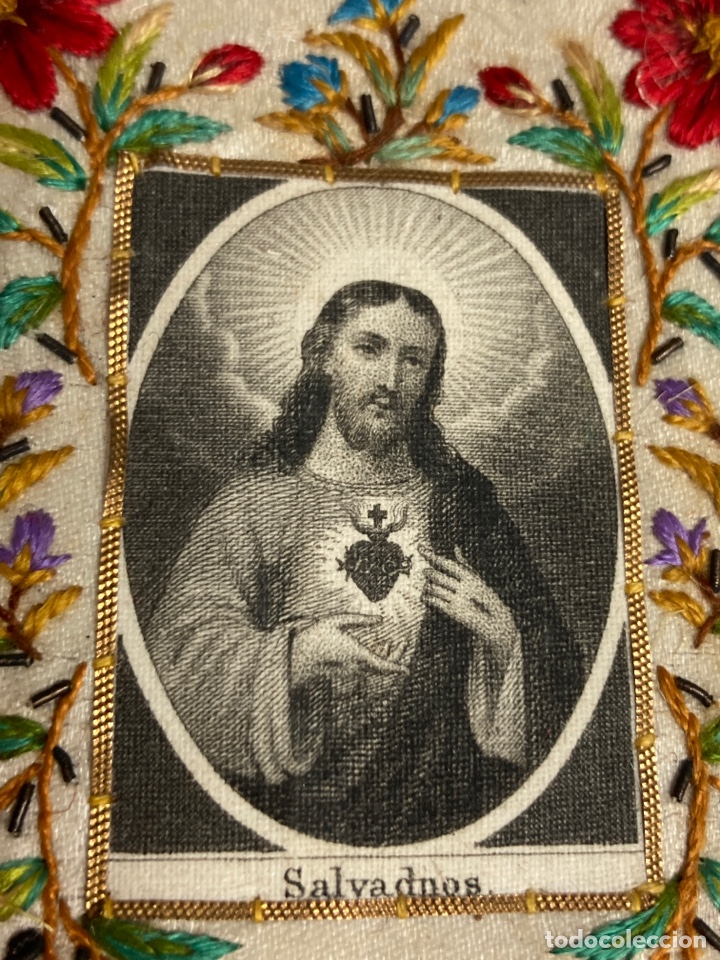 Antig&uuml;edades: Escapulario SAGRADO CORAZ&Oacute;N DE JES&Uacute;S CIRCA XIX - Foto 3