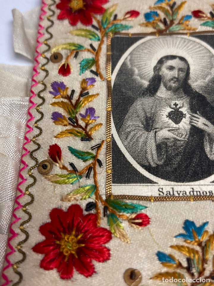 Antig&uuml;edades: Escapulario SAGRADO CORAZ&Oacute;N DE JES&Uacute;S CIRCA XIX - Foto 4