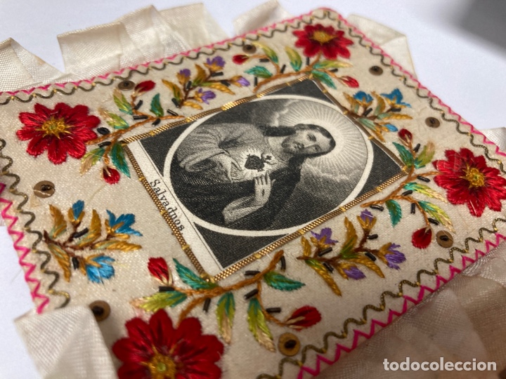 Antig&uuml;edades: Escapulario SAGRADO CORAZ&Oacute;N DE JES&Uacute;S CIRCA XIX - Foto 5