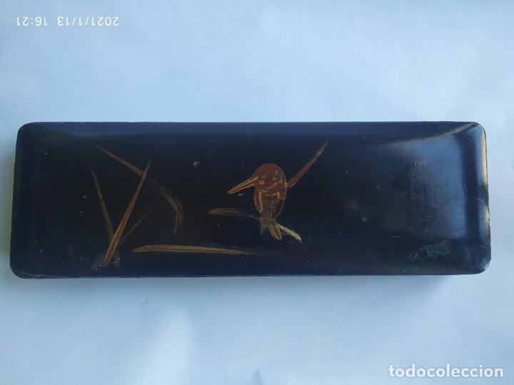 Antigüedades: Caja antigua China madera. 26 cm. Bambú. Pájaro - Foto 2 - 234775745